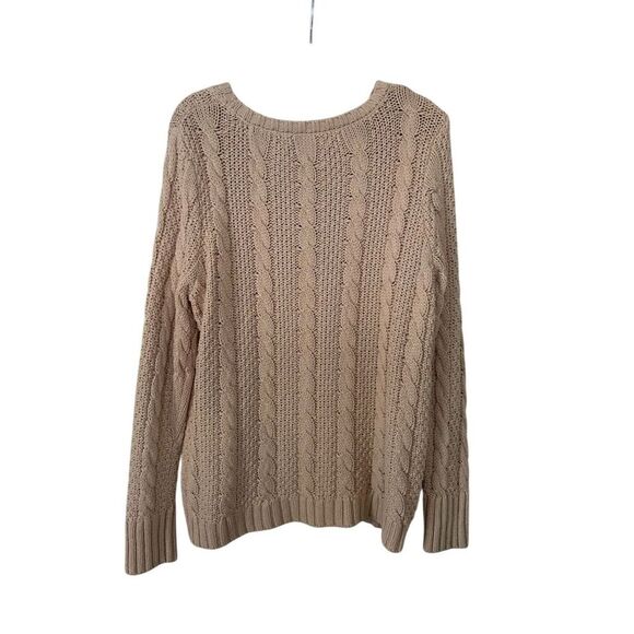 LC Lauren Conrad Beige with Lace Detail Cable Knit Pullover Sweater Size XL - Picture 2 of 10